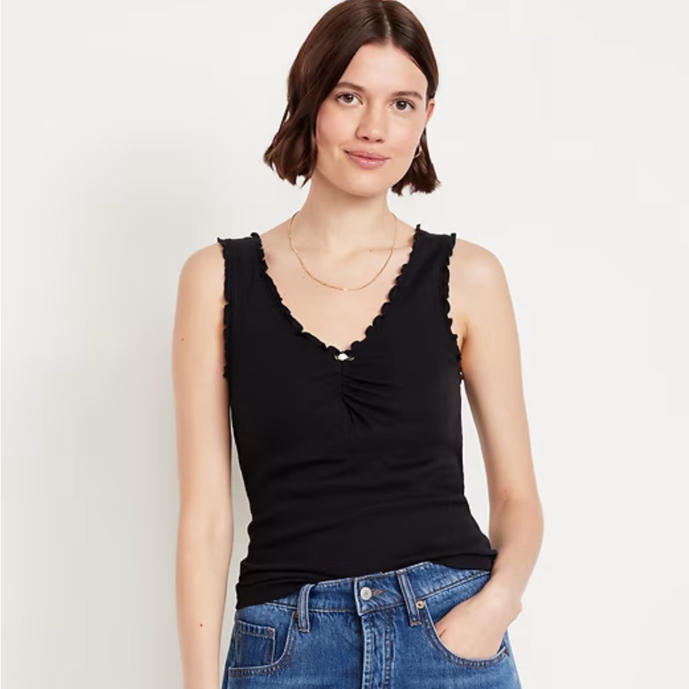 Cinched Rib-Knit Tank Top
